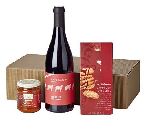 Wein-Geschenkset"La France, Mon Amour" | 1 Flasche Rotwein, Cheddar-Biscuits und Paprikakavier im hellen Präsentkarton von freund