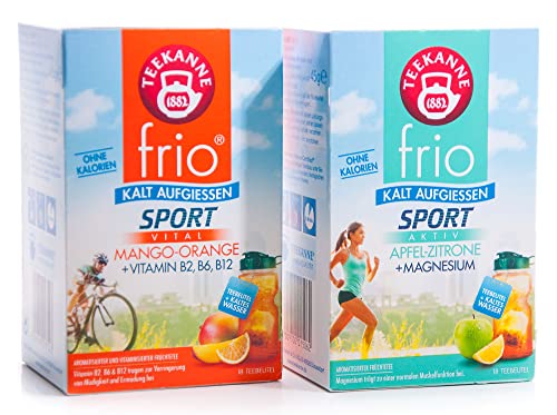 Teekanne frio Sport Doppelpack - Apfel-Zitrone und Mango-Orange mit Vitaminen (2 x 45g) von frio