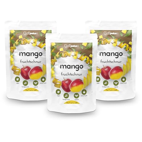 Fruitjunkies - Getrockneter Fruchtsnack "Mango" - 3x 80g Fruchtschnüre - getrocknete Mango als gesunde Snacks - gesunde Süßigkeiten ohne Zuckerzusatz - vegan & regional hergestellt Fruitjunkies - Getrockneter Fruchtsnack "Mango" - 3x 80g Fruchtschnüre - getrocknete Mango als gesunde Snacks - gesunde Süßigkeiten ohne Zuckerzusatz - vegan & regional hergestellt von Fruitjunkies