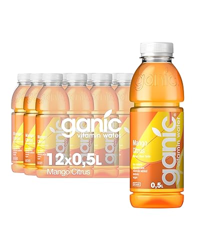 ganic Mango Citrus - aromatisiertes Wasser, Vitaminwasser - Magnesium, Calcium - Kalorienarm, Vegan - ohne Konservierungsstoffe, Allergene und Geschmacksverstärker (12 x 500 ml) (Packung mit 2) von ganic