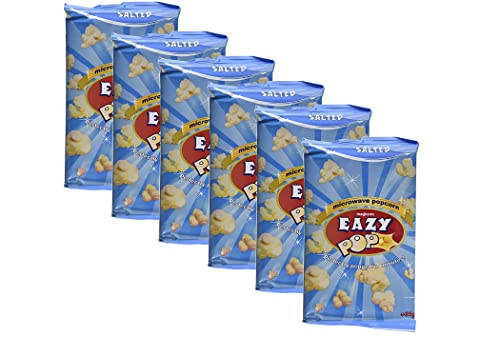 Eazy Pop Instant Popcorn Salz Geschmack 85 g (6 Stück) – Hervorragend zum Snacken, Mikrowellen-Popcorn bereit in wenigen Minuten Popcorn Familienpackung von gemeric
