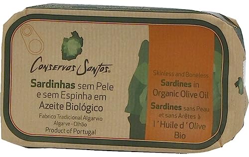 Conservas Santos, Algarve Portugal - Gourmet Sardinen ohne Haut und ohne Knochen in biologischem Olivenöl - 5er Pack (5 x 120 gr) von generic