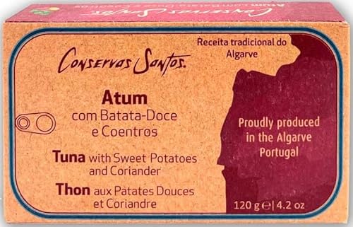 Conservas Santos, Algarve Portugal - Gourmet Thunfisch mit Süßkartoffel und Koriander - 5er Pack (5 x 120 gr) von generic