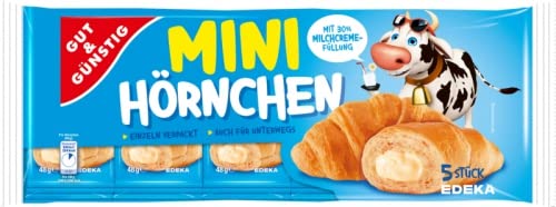 Gut & Günstig, Mini-Hörnchen mit 30% Milchcremefüllung, 5x 48g, 240g von generic