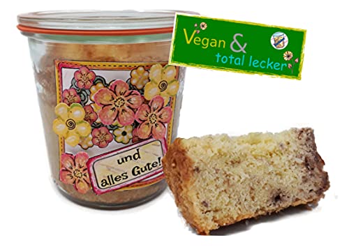 Geburtstagskuchen im Glas "Vanille & Cranberrys" (Vegan) mit einem Flower-Power-Etikett (1053) mit 145 Gramm Inhalt von generisch