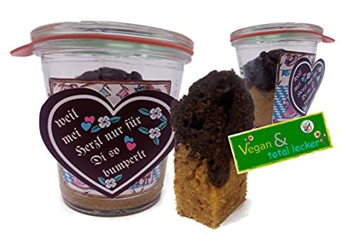 Marmorkuchen "Vegan" mit Motiv "Liebesherz" in der Sorte Kürbis und Schokolade von generisch