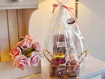 Präsentkorb / Geschenkkorb mit Rosen Delikatessen befüllt - Rosen Tee, Rosen Kandiszucker und Rosenbonbons von generisch