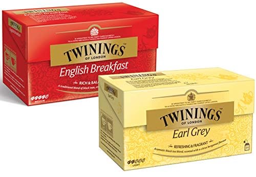 Twinings 2er Pack Earl Grey, English Breakfast Tea, Schwarztee im Teebeutel / teabags, English Breakfast Tea, Schwarztee aus China, 2x25 Beutel, (2x50g) von Twinings