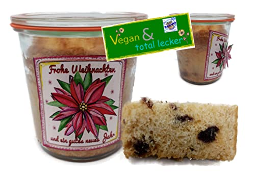 Winterlich dekorierter Kuchen im Glas mit veganem Vanille- & Cranberrys-Kuchen von generisch