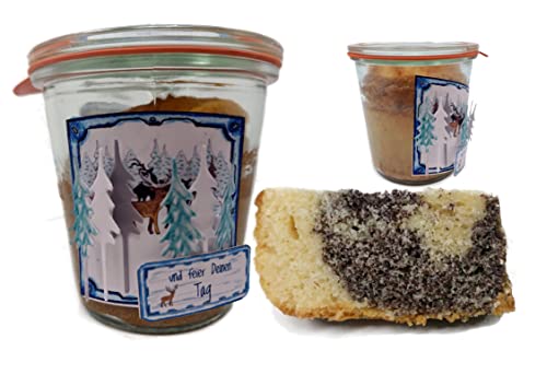 Winterlicher Geburtstagskuchen mit Joghurt & Mohn direkt im Glas gebacken und 125g Inhalt von generisch