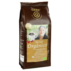 Café Orgánico von lateinamerikanischen Kleinbauern, entkoffeiniert, gemahlen von gepa