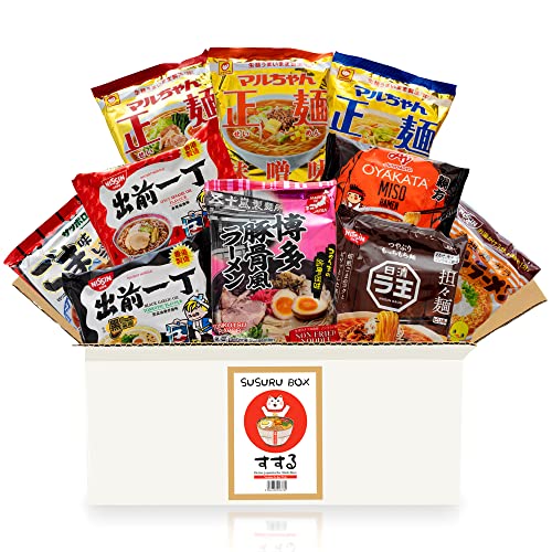 getDigital Susuru Box mit japanischen Ramen - 10 verschiedene Instant-Nudeln und Nudelsuppen aus Japan, zufällige Mischung aus vielseitigen Geschmacksrichtungen und Sorten - Asia Food Box von getDigital