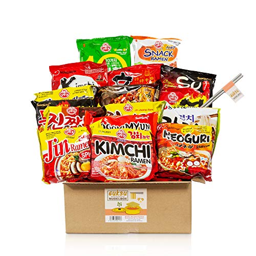 Guksu-Box mit koreanischen Ramen - 16 verschiedene Sorten, ausgewählter Mix aus vielseitigen Geschmacksrichtungen - Korea Buldak Instant-Nudeln Geschenkbox von getDigital