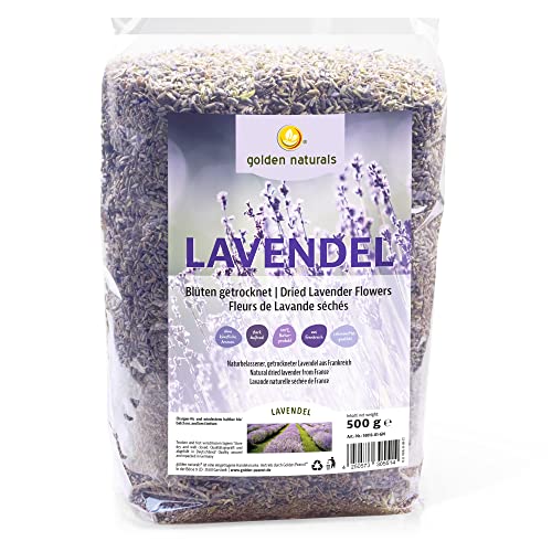 Golden Naturals Lavendelblüten 2 x 500 g – getrockneter, aromatischer Lavendel, Tee, duftintensiv, Lebensmittelqualität von golden naturals natürlich grün geniessen