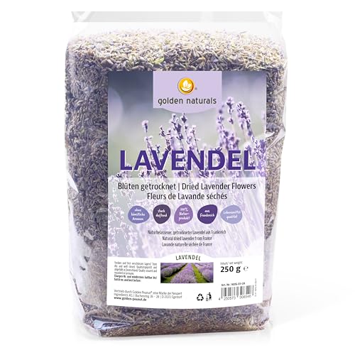 Golden Naturals Lavendelblüten getrocknet 250 g Beutel, aromatischer Lavendel, Tee, duftintensiv, Lebensmittelqualität Golden Naturals Lavendelblüten getrocknet 250 g Beutel, aromatischer Lavendel, Tee, duftintensiv, Lebensmittelqualität von golden naturals natürlich grün geniessen