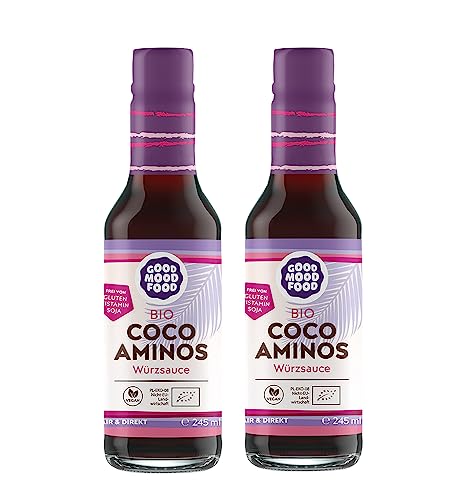 Coco Aminos Würzsauce Bio goodmoodfood 2x245 ml – Sojasauce Alternative Coconut Soy Sauce Vegan Glutenfrei Histaminfrei Sojafrei von goodmoodfood