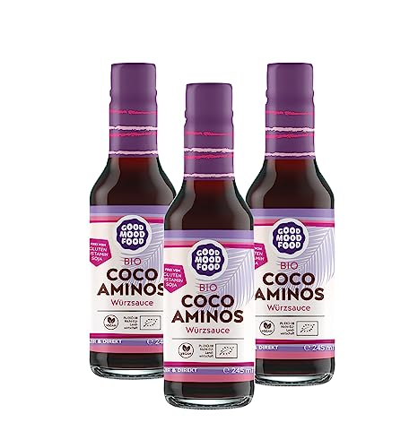 Coco Aminos Würzsauce Bio goodmoodfood 3x245 ml – Sojasauce Alternative Coconut Soy Sauce Vegan Glutenfrei Histaminfrei Sojafrei von goodmoodfood