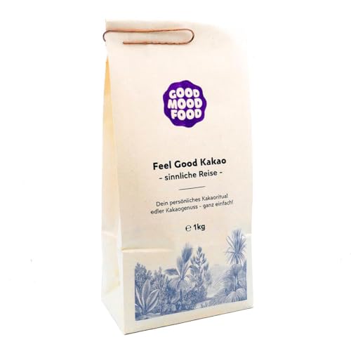 Goodmoodfood Feel Good Kakao - Sinnliche Reise 1kg - Fairer Handel, Rohkakao, einzigartiger Geschmack - Als Trinkschokolade oder für den Genuss Zwischendurch von goodmoodfood