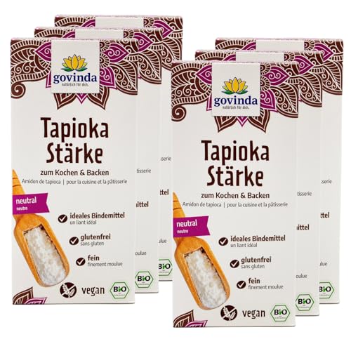Govinda Bio Tapiokastärke | 1.980g (6x330g) Sparpack | Vegan | Biologischer Anbau | Natürlich & Rein | Geschmacksneutral | Glutenfrei | Ideal zum Andicken & Abbinden | DE-ÖKO-001 von Govinda