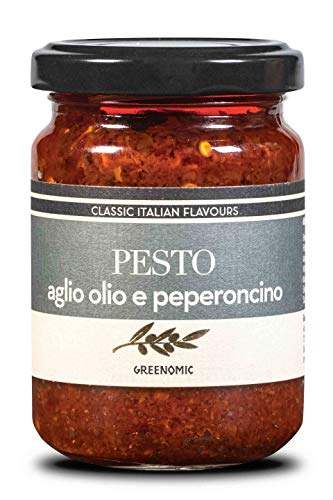 Greenomic Pesto Aglio Olio e Peperoncino 135 g mit Knoblauch und Peperoni von greenomic