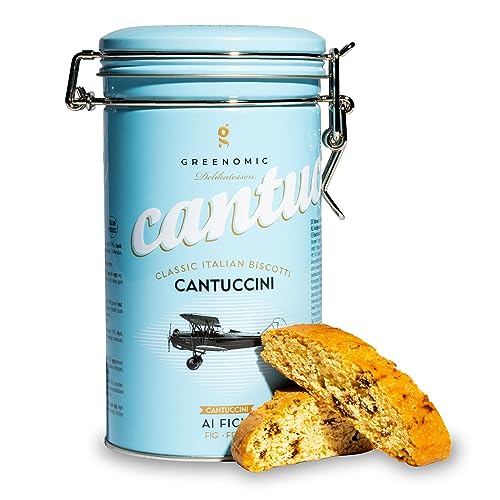 Greenomic - italienische Cantuccini - 180g - original italienisches Gebäck mit Feige - verpackt in einer charmanten Bügelverschlussdose - italienisch-sizilianisches-Gebäck zu Kaffee & Tee von greenomic