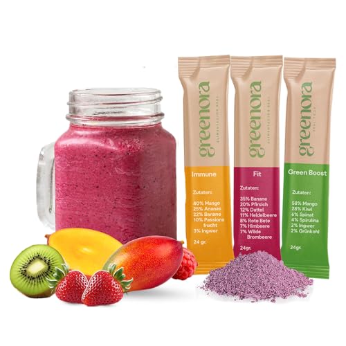 GREENORA Veganer Smoothie Gefriergetrocknetes Fruchtpulver 100% Natürlich. Dehydriert. Erdbeere Apfel Ingwer Mango Rote Beete Spirulina. Ohne Zuckerzusatz 9x24g GREENORA Veganer Smoothie Gefriergetrocknetes Fruchtpulver 100% Natürlich. Dehydriert. Erdbeere Apfel Ingwer Mango Rote Beete Spirulina. Ohne Zuckerzusatz 9x24g von greenora