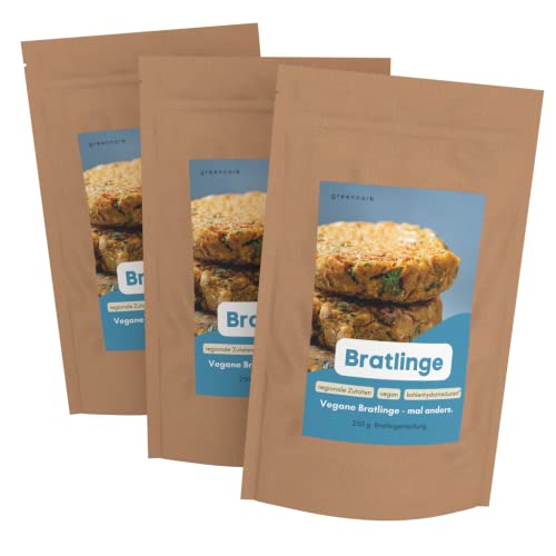 Greencarb® Bratlingsmischung (3x 250g) | Bratlinge | Lower Carb Brot- und Bratmischung | Nur 4,06 g Kohlenhydrate auf 100 g | Vegane Bratmischung | Ballaststoffreich von hCGC