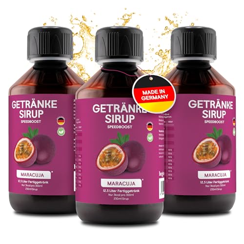 hCGC Immunsystem Sirup - 3x SpeedBoost 250ml, Vegan - Zuckerfreies Getränkekonzentrat für 12,5L Fertiggetränk - Fruchtsirup Immunsystem Booster mit Vitaminen & L-Carnitin | Maracuja von hCGC