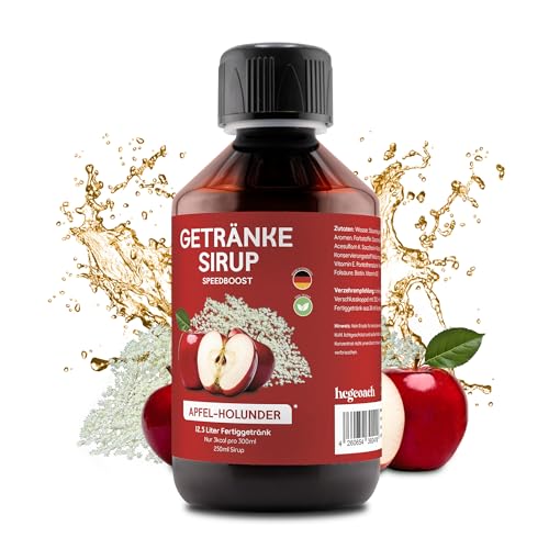 hCGC Immunsystem Sirup - SpeedBoost 250ml, Vegan - Zuckerfreies Getränkekonzentrat für 12,5L Fertiggetränk - Fruchtsirup Immunsystem Booster mit Vitaminen & L-Carnitin | Apfel-Holunder von hCGC