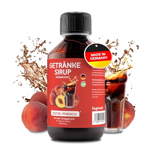 hCGC Immunsystem Sirup - SpeedBoost 250ml, Vegan - Zuckerfreies Getränkekonzentrat für 12,5L Fertiggetränk - Fruchtsirup Immunsystem Booster mit Vitaminen & L-Carnitin | Eistee-Pfirsich von hCGC
