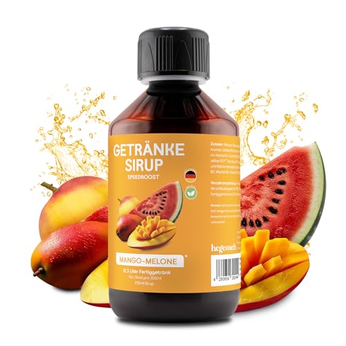 hCGC Immunsystem Sirup - SpeedBoost 250ml, Vegan - Zuckerfreies Getränkekonzentrat für 12,5L Fertiggetränk - Fruchtsirup Immunsystem Booster mit Vitaminen & L-Carnitin | Mango-Melone von hCGC