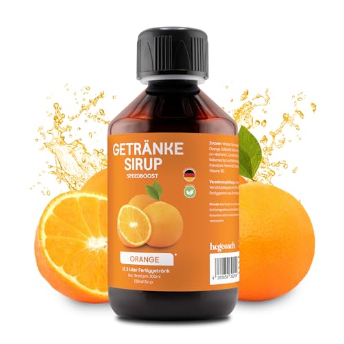 hCGC Immunsystem Sirup - SpeedBoost 250ml, Vegan - Zuckerfreies Getränkekonzentrat für 12,5L Fertiggetränk - Fruchtsirup Immunsystem Booster mit Vitaminen & L-Carnitin | Orange von hCGC