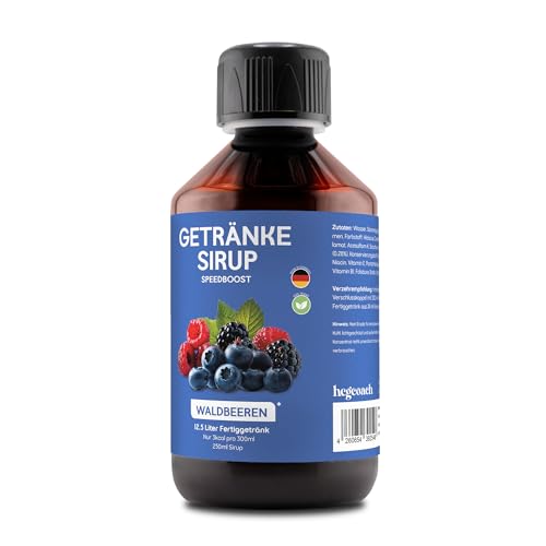 hCGC Immunsystem Sirup - SpeedBoost 250ml, Vegan - Zuckerfreies Getränkekonzentrat für 12,5L Fertiggetränk - Fruchtsirup Immunsystem Booster mit Vitaminen & L-Carnitin | Waldbeere von hCGC