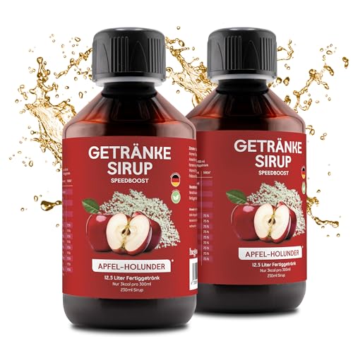 hCGC Immunsystem Sirup - SpeedBoost 2x 250ml, Vegan - Zuckerfreies Getränkekonzentrat für 12,5L Fertiggetränk - Fruchtsirup Immunsystem Booster mit Vitaminen & L-Carnitin | Apfel-Holunder von hCGC