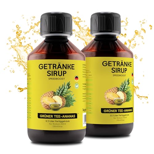 hCGC Immunsystem Sirup - SpeedBoost 2x 250ml, Vegan - Zuckerfreies Getränkekonzentrat für 12,5L Fertiggetränk - Fruchtsirup Immunsystem Booster mit Vitaminen & L-Carnitin | Grüntee-Ananas von hCGC