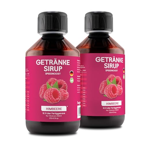 hCGC Immunsystem Sirup - SpeedBoost 2x 250ml, Vegan - Zuckerfreies Getränkekonzentrat für 12,5L Fertiggetränk - Fruchtsirup Immunsystem Booster mit Vitaminen & L-Carnitin | Himbeere von hCGC