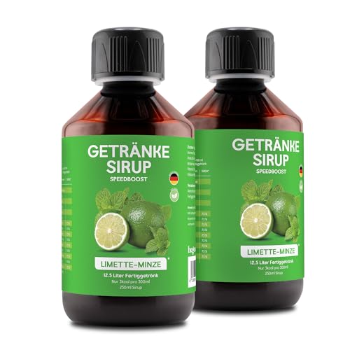 hCGC Immunsystem Sirup - SpeedBoost 2x 250ml, Vegan - Zuckerfreies Getränkekonzentrat für 12,5L Fertiggetränk - Fruchtsirup Immunsystem Booster mit Vitaminen & L-Carnitin | Limette-Minze von hCGC