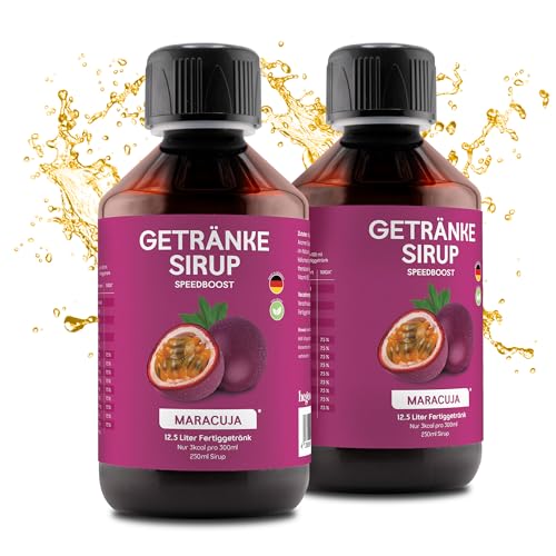 hCGC Immunsystem Sirup - SpeedBoost 2x 250ml, Vegan - Zuckerfreies Getränkekonzentrat für 12,5L Fertiggetränk - Fruchtsirup Immunsystem Booster mit Vitaminen & L-Carnitin | Maracuja von hCGC