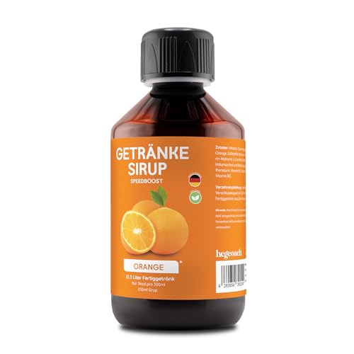 hCGC Immunsystem Sirup - SpeedBoost 2x 250ml, Vegan - Zuckerfreies Getränkekonzentrat für 12,5L Fertiggetränk - Fruchtsirup Immunsystem Booster mit Vitaminen & L-Carnitin | Orange von hCGC