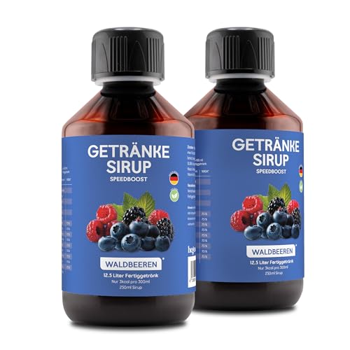 hCGC Immunsystem Sirup - SpeedBoost 2x 250ml, Vegan - Zuckerfreies Getränkekonzentrat für 12,5L Fertiggetränk - Fruchtsirup Immunsystem Booster mit Vitaminen & L-Carnitin | Waldbeere von hCGC