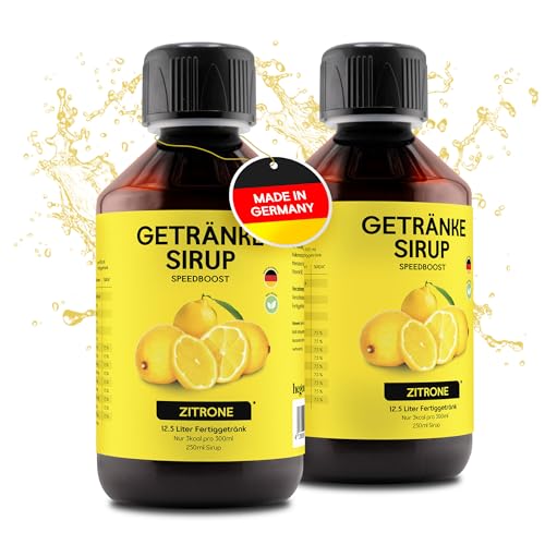 hCGC Immunsystem Sirup - SpeedBoost 2x 250ml, Vegan - Zuckerfreies Getränkekonzentrat für 12,5L Fertiggetränk - Fruchtsirup Immunsystem Booster mit Vitaminen & L-Carnitin | Zitrone von hCGC