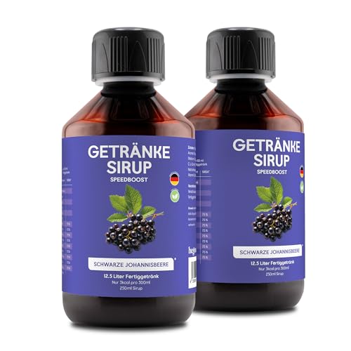 hCGC Immunsystem Sirup - SpeedBoost 2x250ml Vegan, Zuckerfreies Getränkekonzentrat 12,5L Fertiggetränk - Fruchtsirup Immunsystem Booster mit Vitaminen & L-Carnitin | Schwarze Johannisbeere von hCGC
