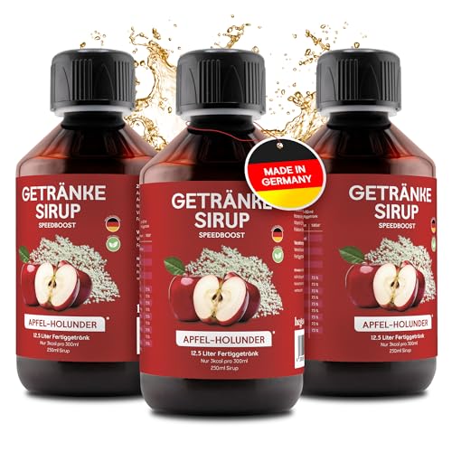 hCGC Immunsystem Sirup - SpeedBoost 3x 250ml, Vegan - Zuckerfreies Getränkekonzentrat für 12,5L Fertiggetränk - Fruchtsirup Immunsystem Booster mit Vitaminen & L-Carnitin | Apfel-Holunder von hCGC