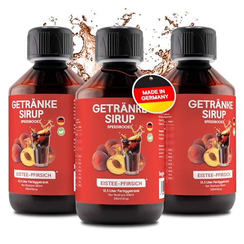 hCGC Immunsystem Sirup - SpeedBoost 3x 250ml, Vegan - Zuckerfreies Getränkekonzentrat für 12,5L Fertiggetränk - Fruchtsirup Immunsystem Booster mit Vitaminen & L-Carnitin | Eistee-Pfirsich von hCGC