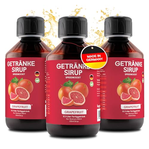 hCGC Immunsystem Sirup - SpeedBoost 3x 250ml, Vegan - Zuckerfreies Getränkekonzentrat für 12,5L Fertiggetränk - Fruchtsirup Immunsystem Booster mit Vitaminen & L-Carnitin | Grapefruit von hCGC