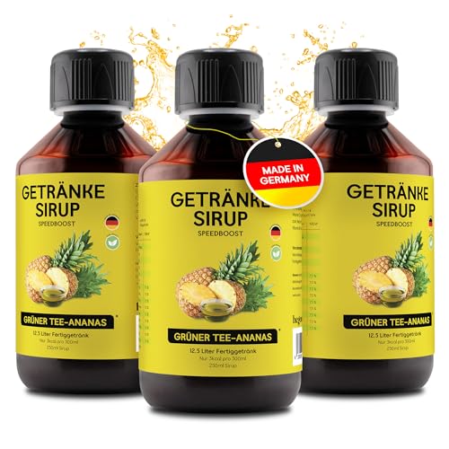 hCGC Immunsystem Sirup - SpeedBoost 3x 250ml, Vegan - Zuckerfreies Getränkekonzentrat für 12,5L Fertiggetränk - Fruchtsirup Immunsystem Booster mit Vitaminen & L-Carnitin | Grüntee-Ananas von hCGC