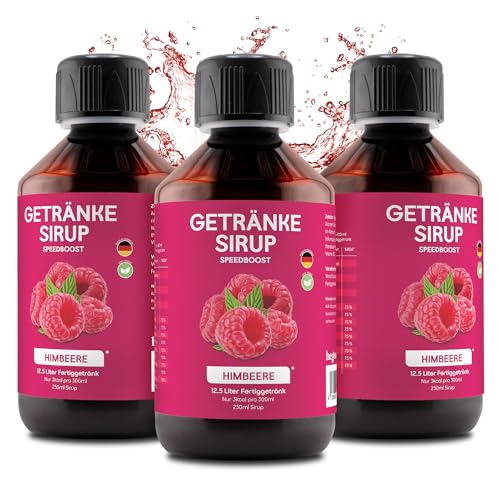 hCGC Immunsystem Sirup - SpeedBoost 3x 250ml, Vegan - Zuckerfreies Getränkekonzentrat für 12,5L Fertiggetränk - Fruchtsirup Immunsystem Booster mit Vitaminen & L-Carnitin | Himbeere von hCGC