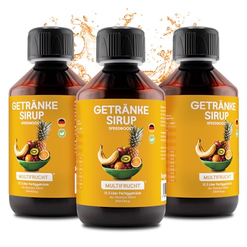 hCGC Immunsystem Sirup - SpeedBoost 3x 250ml, Vegan - Zuckerfreies Getränkekonzentrat für 12,5L Fertiggetränk - Fruchtsirup Immunsystem Booster mit Vitaminen & L-Carnitin | Multifrucht von hCGC