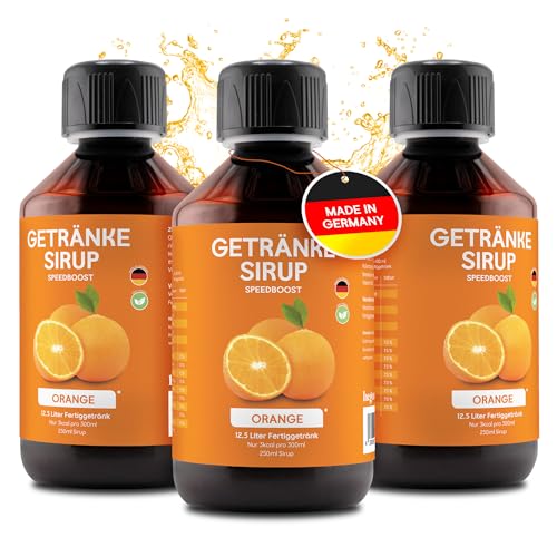 hCGC Immunsystem Sirup - SpeedBoost 3x 250ml, Vegan - Zuckerfreies Getränkekonzentrat für 12,5L Fertiggetränk - Fruchtsirup Immunsystem Booster mit Vitaminen & L-Carnitin | Orange von hCGC
