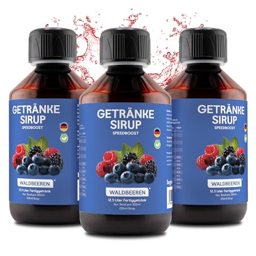 hCGC Immunsystem Sirup - SpeedBoost 3x 250ml, Vegan - Zuckerfreies Getränkekonzentrat für 12,5L Fertiggetränk - Fruchtsirup Immunsystem Booster mit Vitaminen & L-Carnitin | Waldbeere von hCGC